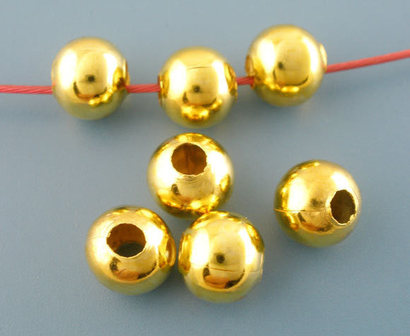 50 Gold Plated Smooth Round Ball Spacer Beads  10mm   bme0057