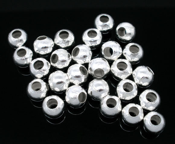 50 Silver Plated Smooth Round Ball Spacer Beads  8mm bme0103