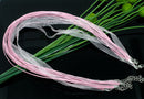 20 CANDY PINK Organza Necklace Cords with Lobster Clasp . 17.5" long with 2" extender chain fch0027