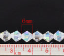 1 Strand (about 50 beads) Clear AB Faceted Bicone Crystal Glass Beads 6 x 6mm  bgl0502