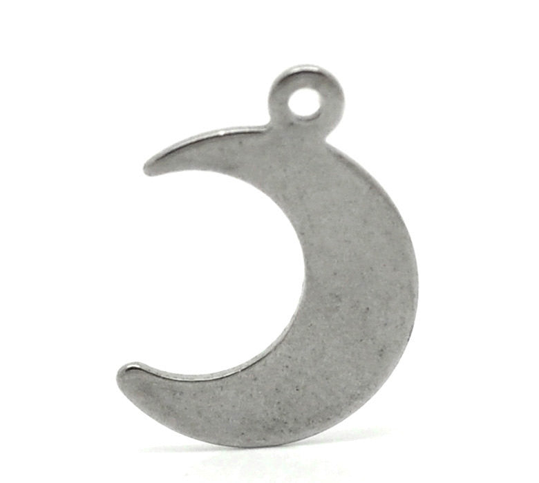 10 Stainless Steel Metal Stamping Blanks Charms, CRESCENT MOON, 20 gauge . MSB0075a