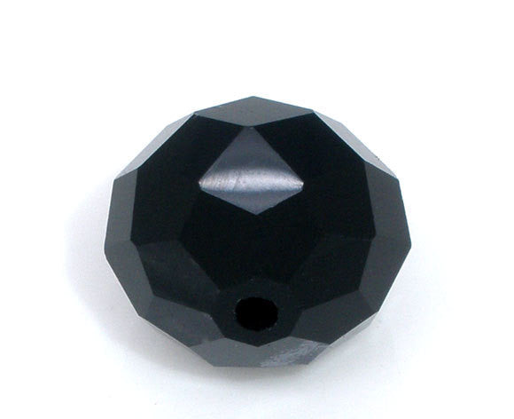 20 JET BLACK Crystal Glass Faceted Rondelle Beads . 14mm bgl0962