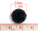 20 JET BLACK Crystal Glass Faceted Rondelle Beads . 14mm bgl0962