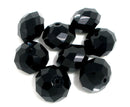 20 JET BLACK Crystal Glass Faceted Rondelle Beads . 14mm bgl0962