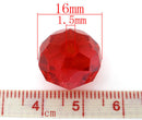 20 CRIMSON RED Crystal Glass Faceted Rondelle Beads . 16mm  bgl0968