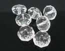 20 CLEAR Crystal Glass Faceted Rondelle Beads . 14mm bgl0963