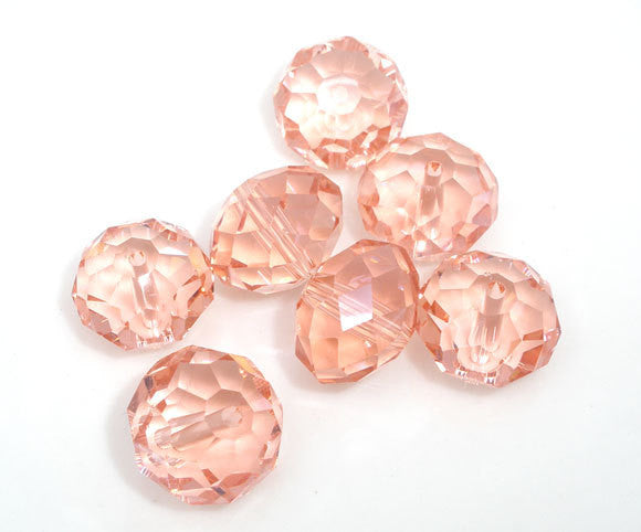 20 ROSE PINK Crystal Glass Faceted Rondelle Beads  14mm  bgl0969