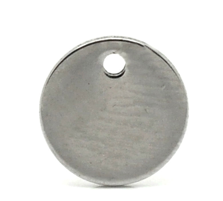 50 Stainless Steel Metal Stamping Blanks Charms ( 8mm ), Small ROUND DISC Tags, 18 gauge  MSB0018b