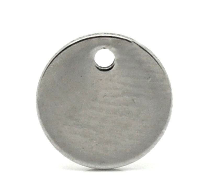 10 Stainless Steel Metal Stamping Blanks Charms ( 8mm ), Small ROUND DISC Tags, 18 gauge  MSB0018a