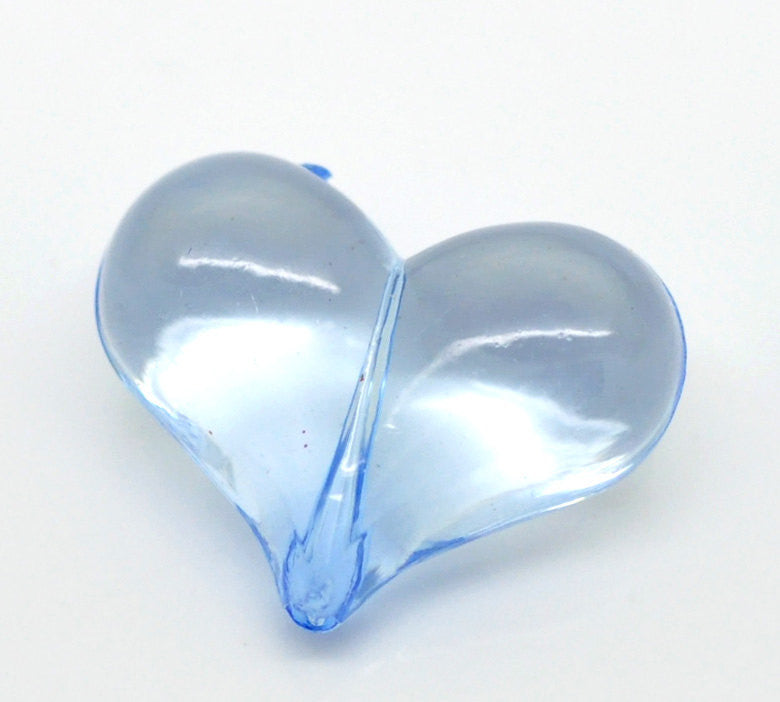 10 BABY BLUE Acrylic Lucite Valentine's Day Hearts Beads, 7/8" wide bac0127a