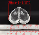10 Large CLEAR Faceted Acrylic Lucite Hearts Beads, 1-1/8" wide  bac0250a