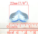 10 BABY BLUE Acrylic Lucite Valentine's Day Hearts Beads, 7/8" wide bac0127a