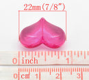 10 HOT PINK Acrylic Lucite Valentine's Day Hearts Beads,7/8" wide bac0125a