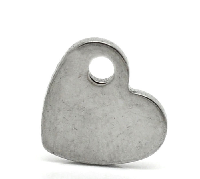 50 bulk Stainless Steel Metal Stamping Blanks Charms, HEART shape, pun