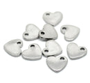 10 Stainless Steel Metal Stamping Blanks Charms, HEART shape, punched hole . 10x9mm  15 gauge  MSB0016a