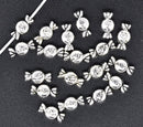 20 Silver Valentine "Love" Candy Charm Spacer Beads 11x6mm  bme0040a