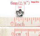 100 Antique Silver FLOWER Bead End Caps . Pewter Tibetan Silver Style . fin0113A