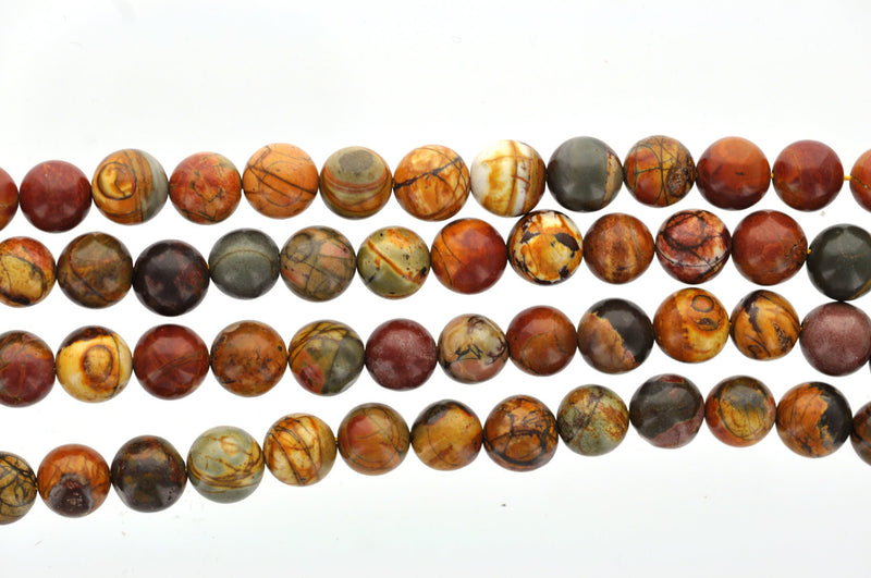 Half Strand 8" Round PICASSO JASPER Beads 10mm  Natural Gemstones (20 beads) gja0015