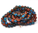 30 Crackle Glass ORANGE and TURQUOISE TEAL Round Glass Beads . 10mm . bgl0319