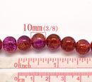 30 Crackle Glass PINK and ORANGE TANGERINE Round Glass Beads . 10mm . bgl0315