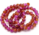 30 Crackle Glass PINK and ORANGE TANGERINE Round Glass Beads . 10mm . bgl0315