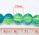 30 Crackle Glass BLUE and YELLOW Round Glass Beads . 10mm . bgl0316