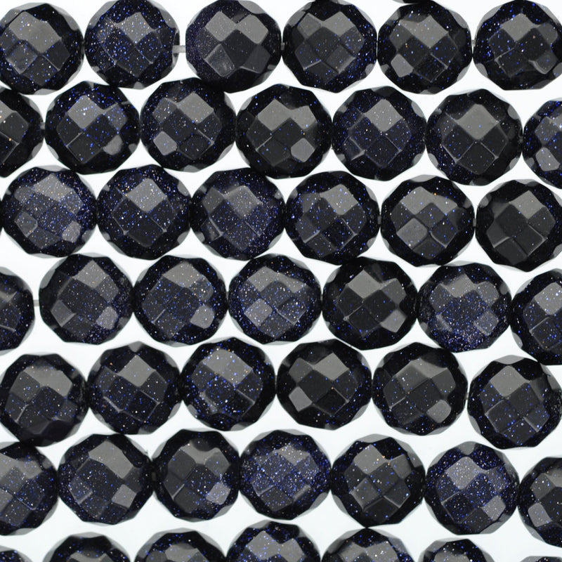 8mm Dark BLUE GOLDSTONE Round Faceted Beads, full strand, about 50 beads ggs0012