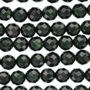 Dark GREEN GOLDSTONE Round Faceted Beads 6mm . 1 long strand . about 65 beads ggs0020