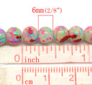 6mm TAN with Pastel Green, Purple, Pink, Red Drizzle Accents, Rare, Hard to Find, 140 beads bgl0671