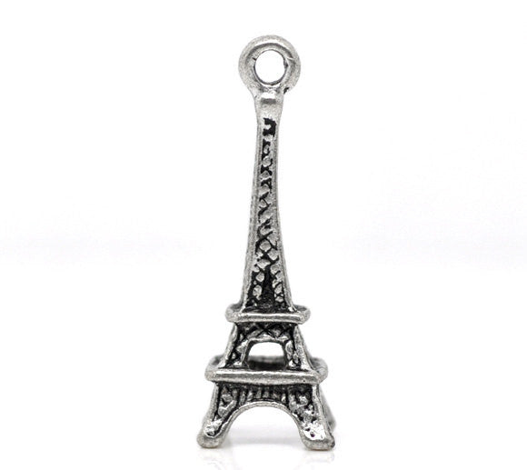 10 Silver EIFFEL TOWER Charms France Charms Paris Charms chs0261