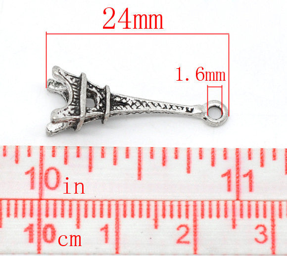 10 Silver EIFFEL TOWER Charms France Charms Paris Charms chs0261