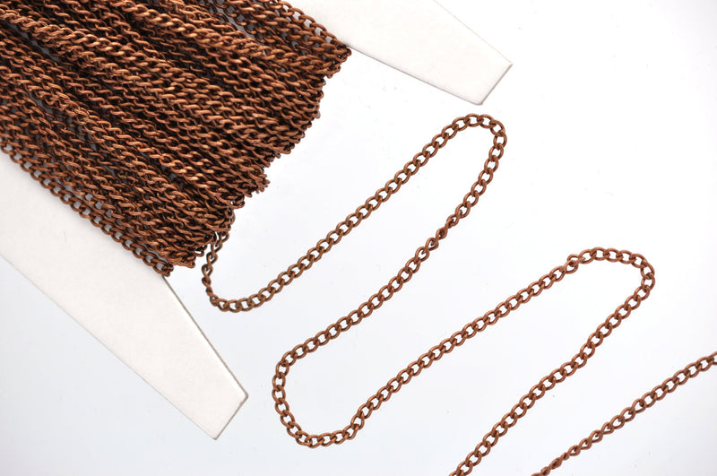 2 yards (6 feet) of 3mm Copper Curb Link Chain,  links are 2.5 x 3.0mm  fch0295