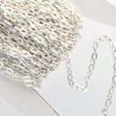 1 yard SILVER PLATED FLAT Link Chain unsoldered links are 5mm x 3.5mm fch0213a