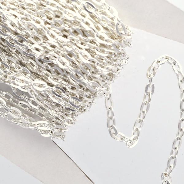 1 yard SILVER PLATED FLAT Link Chain unsoldered links are 5mm x 3.5mm fch0213a