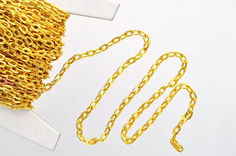 1 yard of BRIGHT GOLD FLAT Link Chain  .  unsoldered links are 5mm x 3.5mm  fch0202