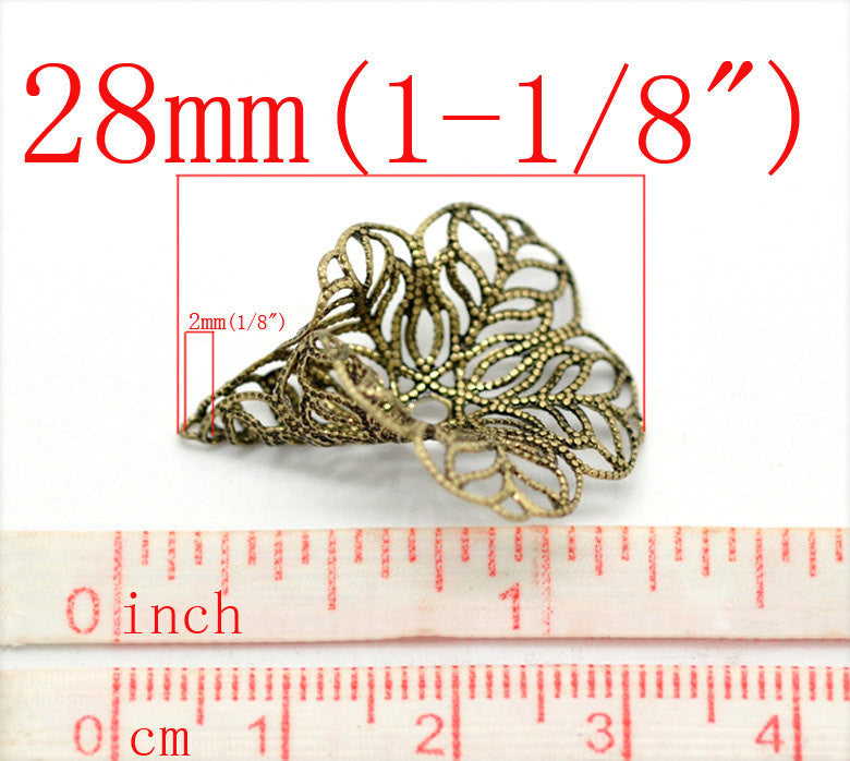 10 Antique Bronze BRASS Flower Filigree Bead Caps Findings fin0136