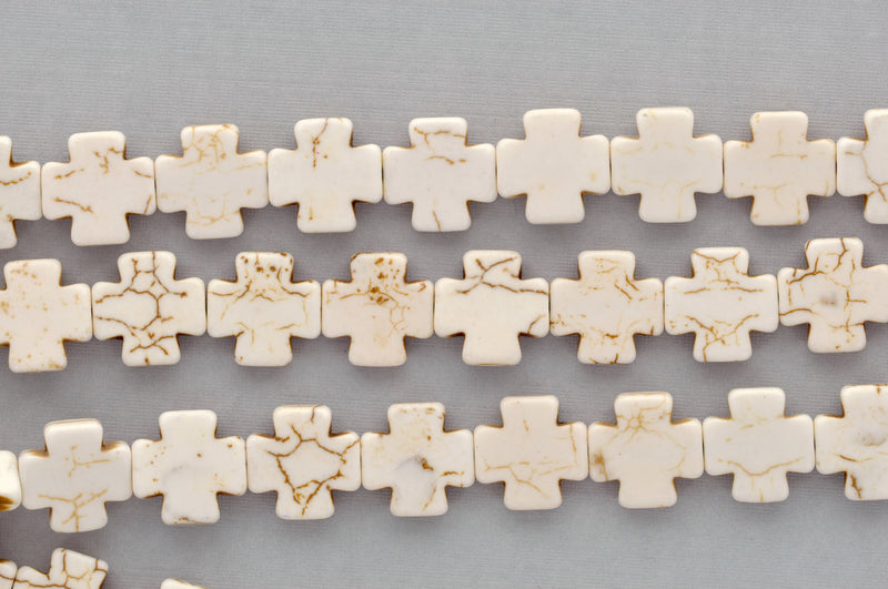 1 strand Howlite Stone Beads WHITE MALTESE CROSS 15mm how0161