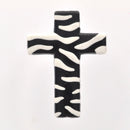 4 Zebra Stripe Print Lucite CROSS beads, black and white . bac0234