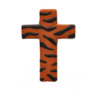 4 Tiger or Zebra Stripe Print Lucite CROSS beads, CHOCOLATE BROWN and black . bac0208