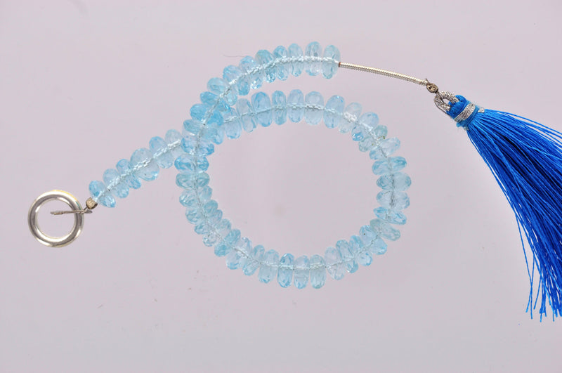 NATURAL BLUE TOPAZ Rondelle Beads . 3.5" loose beads about 26 beads gbt0001
