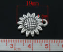25 Antique Silver DAISY Flower SUNFLOWER Pendant Charms . metal coated acrylic cha0016
