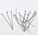 Bulk Package 300 GUNMETAL BLACK Metal Eye Pins 21/22 gauge, 60mm (about 2.4" long)  pin0052