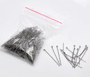 Bulk Package 300 GUNMETAL BLACK Metal Eye Pins 21/22 gauge, 60mm (about 2.4" long)  pin0052