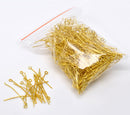Bulk Package 300 BRIGHT GOLD TONE Metal Eye Pins 21/22 gauge, 45mm (about 1.8" long) pin0012
