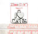 10 " I LOVE Cats " Silver Tone Metal Charms . Chs0796