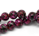 50 Round Glass Beads, pink, green, red, white marbeling, marble pattern, 8mm  bgl0386