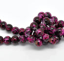 50 Round Glass Beads, pink, green, red, white marbeling, marble pattern, 8mm  bgl0386