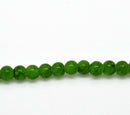 GREEN SWIRL Marbled 4mm Round Glass Beads . 1 double strand . 32" long   bgl0623