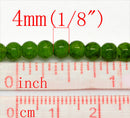 GREEN SWIRL Marbled 4mm Round Glass Beads . 1 double strand . 32" long   bgl0623