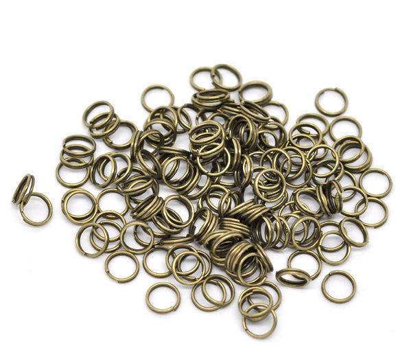 50 Antique Bronze Plated Double Loops Split Rings Open Jump Rings . 8mm . jum0071a